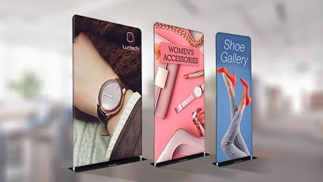 Fabric-Tube-Displays_Yard_Sign_The-Yard-Sign-Factory A tension fabric stand is an easily assembled display that utilizes an aluminum snap tube frame with a tension fabric graphic that slips on over the frame and is zipped at the bottom. These tension stands are ideal for quick setup and takedown for display graphics at trade shows, conferences, vendor locations, mall kiosks, point-of-purchase displays, and more. Available at The Yard Sign Factory.